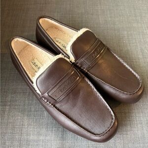 Calvin Klein Chocolate Leather Slip-Ons